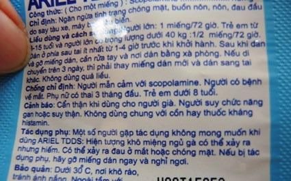 Miếng dán chống say xe gây loạn thần ở trẻ em