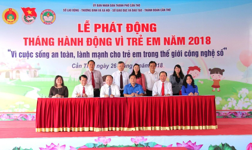 Lễ ký kết phối hợp triển khai các hoạt động phòng chống đuối nước và tai nạn thương tích trẻ em trên địa bàn TP Cần Thơ giai đoạn 2018-2022. 