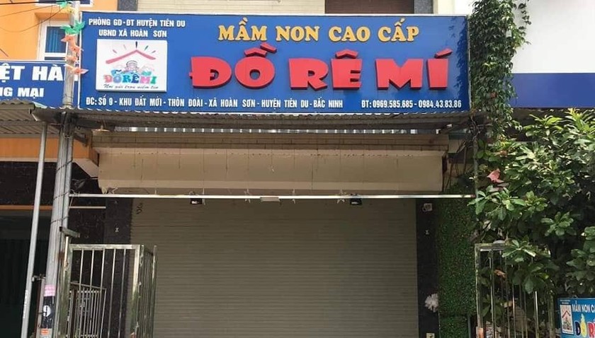 Cơ sở mầm non tư thục Đồ-Rê-Mí ở thôn Đoài, Hoàn Sơn, Tiên Du, Bắc Ninh.