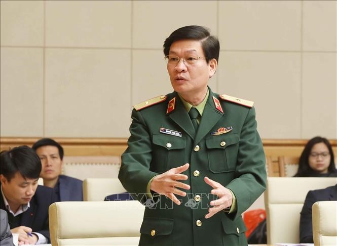 Thiếu tướng Nguyễn Xuân Kiên, Cục trưởng Quân y phát biểu. Ảnh: Doãn Tấn/TTXVN Chú thích ảnh