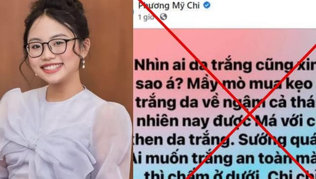 Phương Mỹ Chi đã đăng tải bài quảng cáo sản phẩm kẹo ngậm trắng da trên trang cá nhân với những lời khen có cánh