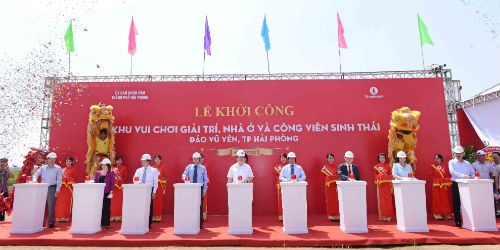 Lãnh đạo Nhà nước và TP.Hải Phòng tại Lễ khởi công Khu vui chơi giải trí, nhà ở và công viên đảo Vũ Yên thuộc quận Hải An và huyện Thuỷ Nguyên