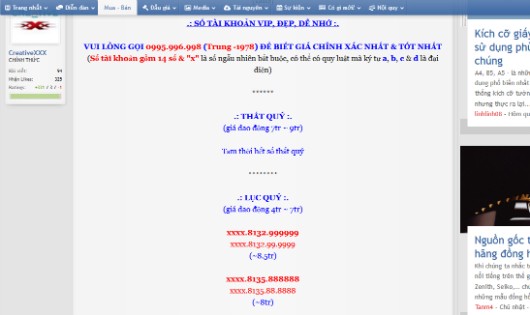 Nhan nhản những đoạn quảng cáo dịch vụ mua bán tài khoản ngân hàng số đẹp được rao trên mạng 