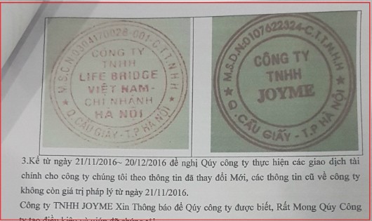 Thông báo của Công ty Joyme