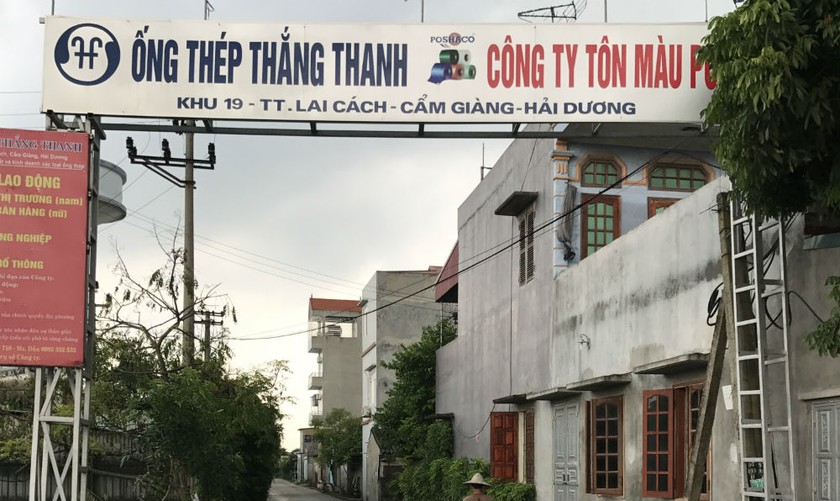 Nhà máy sản xuất của Cty Poshaco gần khu dân cư 19, thị trấn Lai Cách