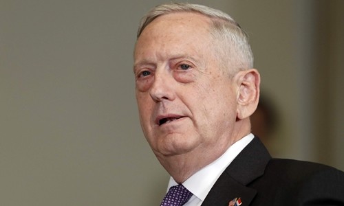 Bộ trưởng Quốc phòng Mỹ James Mattis. Ảnh: AP/VnE