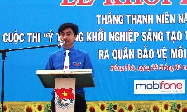 Bí thư Tỉnh Đoàn - Trần Quốc Duy phát biểu tại Lễ khởi động Tháng thanh niên