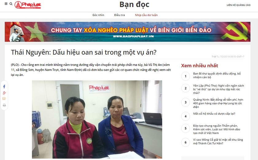 Thông tin vụ việc Báo PLVN đã phản ánh