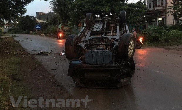 Hiện trường vụ tai nạn. (Ảnh: Đậu Tất Thành/Vietnam+)