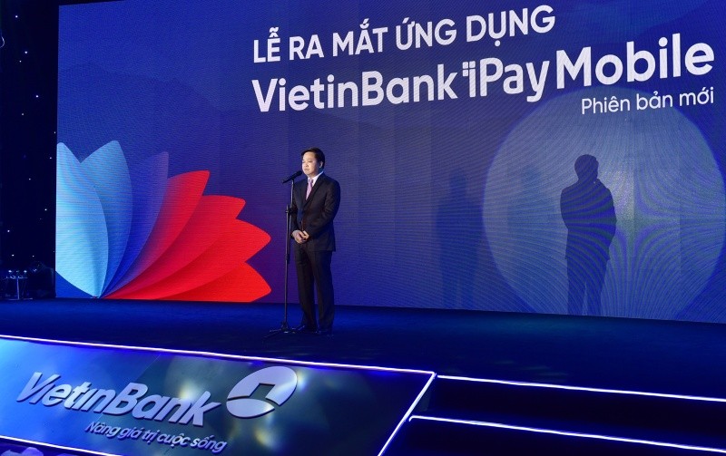 Chủ tịch HĐQT VietinBank Lê Đức Thọ phát biểu tại Lễ ra mắt “Ứng dụng VietinBank iPay Mobile phiên bản mới”