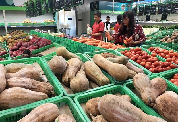 Khách hàng mua sắm tại siêu thị Mega Market Hoàng Mai, Hà Nội. (Ảnh: Trần Việt/TTXVN)