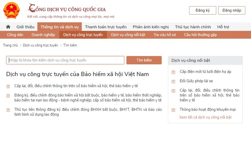 Đẩy mạnh các dịch vụ công trực tuyến về bảo hiểm xã hội, bảo hiểm y tế trên cổng dịch vụ công quốc gia.