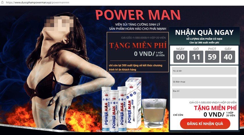 Sản phẩm Power Man Plus tặng nhưng phải đóng thuế 10% VAT. 