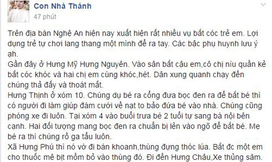 Bác bỏ tin đồn “bắt cóc trẻ em hàng loạt” gây hoang mang dư luận