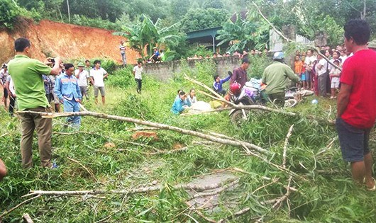 Hiện trường nơi bé gái bị vướng dây điện tử vong.