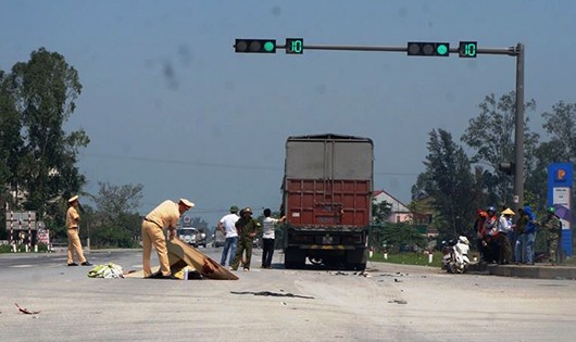 Hiện trường nơi xảy ra vụ tai nạn. 