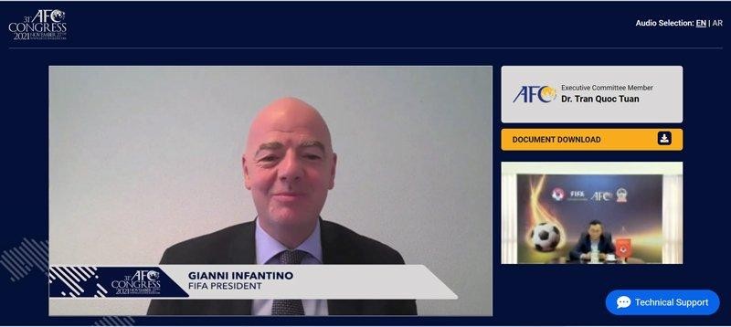 Chủ tịch FIFA Gianni Infantino phát biểu chào mừng tại Đại hội. 