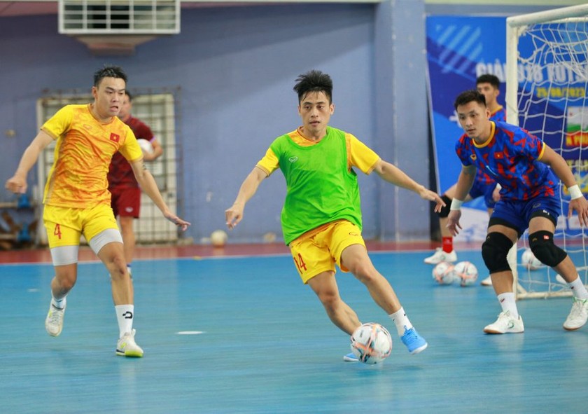 futsal Việt Nam đang tập luyện chuẩn bị cho đợt giao hữu quan trọng, ảnh VFF