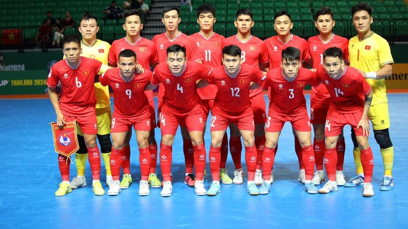 Đội tuyển futsal Việt Nam tiếp tục tranh vé dự World Cup. Ảnh VFF 