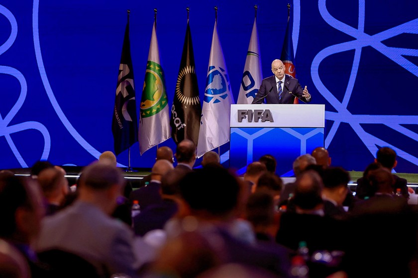 Chủ tịch FIFA Gianni Infantino phát biểu tại Đại hội (Ảnh FIFA)