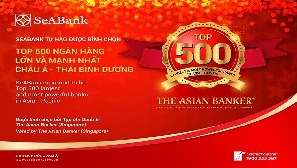 SeABank lọt Top 500 ngân hàng lớn và mạnh nhất châu Á – Thái Bình Dương 