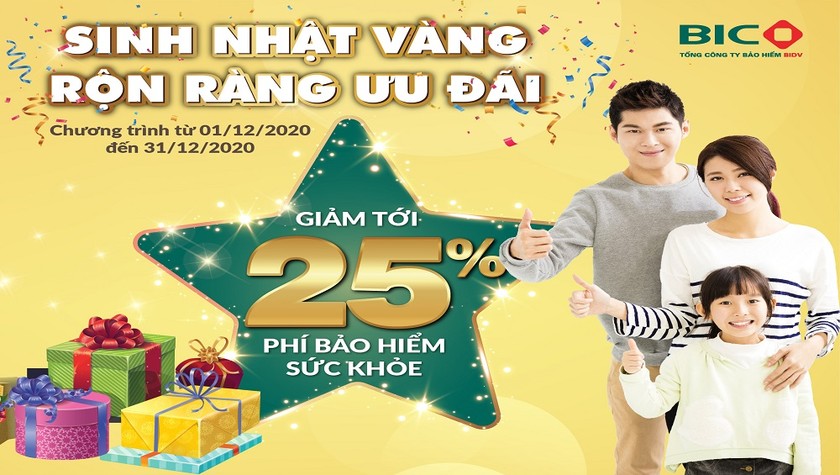 Giảm tới 25% phí bảo hiểm sức khỏe nhân dịp sinh nhật BIC