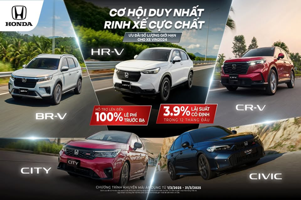 Honda Việt Nam ưu đãi lệ phí trước bạ và phí bảo hiểm cho khách hàng mua ô tô trong tháng 3