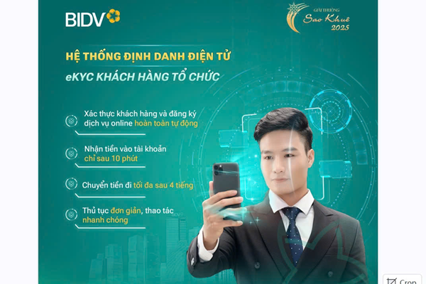 Hệ thống định danh điện tử (eKYC) giúp khách hàng tổ chức mở tài khoản và đăng ký dịch vụ ngân hàng điện tử của BIDV bằng phương thức trực tuyến.