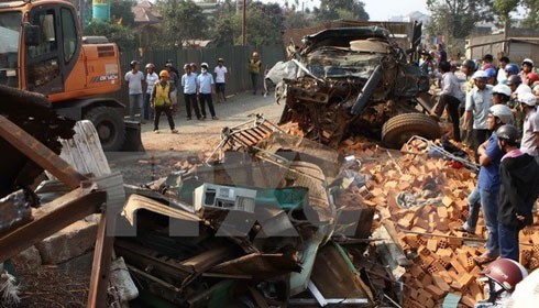 Hiện trường vụ tai nạn. (Ảnh: Dương Giang/TTXVN)