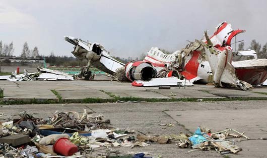 Xác chiếc máy bay Tu-154 chở Tổng thống Ba Lan bị rơi năm 2010. (Nguồn: Sputnik)