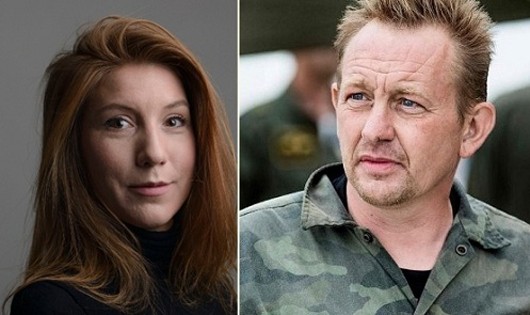 Nữ nhà báo Kim Wall và nhà sáng chế tàu ngầm Peter Madsen. Ảnh: AP.