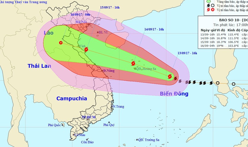 Từ 15/9, bão giật cấp 15-16 khả năng đổ bộ Nghệ An - Quảng Trị 