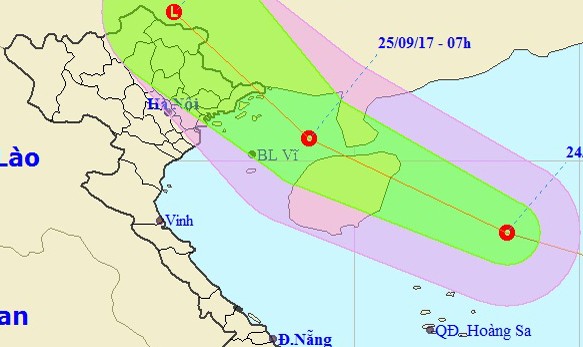 Áp thấp nhiệt đới gần bờ biển Quảng Ninh-Hải Phòng