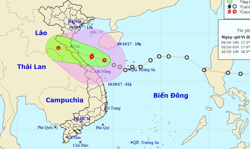 Sáng mai, 10/10, đề phòng bão đổ bộ các tỉnh Hà Tĩnh - Quảng Trị