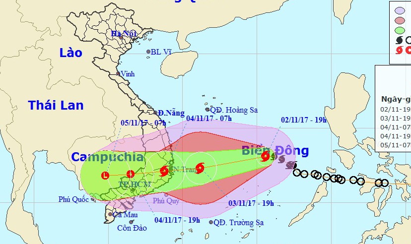 Bão giật cấp 15 di chuyển nhanh vào vùng biển Khánh Hòa - Ninh Thuận 