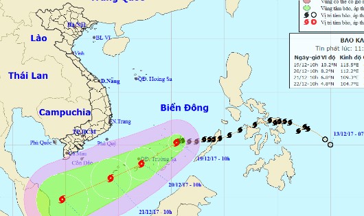 Bão sắp đổ bộ Trường Sa, biển động mạnh, sóng cao 5-7m