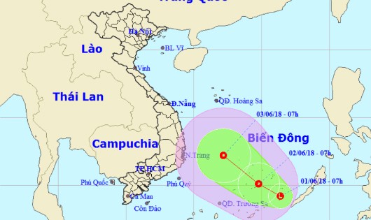 Xuất hiện vùng áp thấp mạnh trên biển Đông