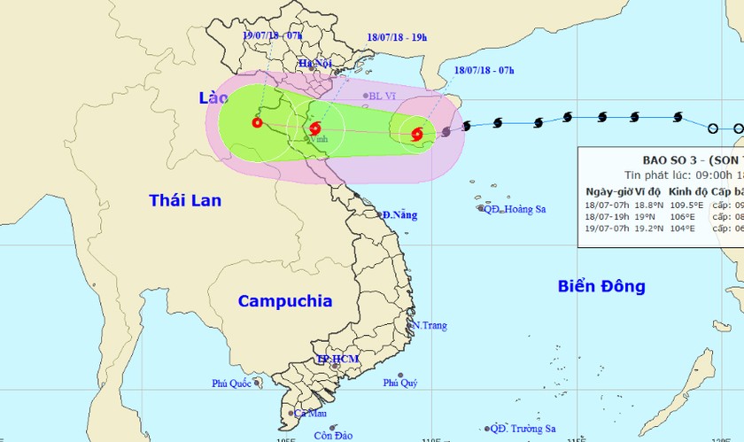 Bão giật cấp 10 đang tiến nhanh vào Thái Bình - Hà Tĩnh