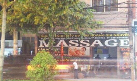 Cơ sở massage xảy ra vụ việc. Ảnh: Báo Đồng Nai.