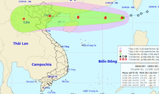 Bão giật cấp 11 hoành hành biển Đông