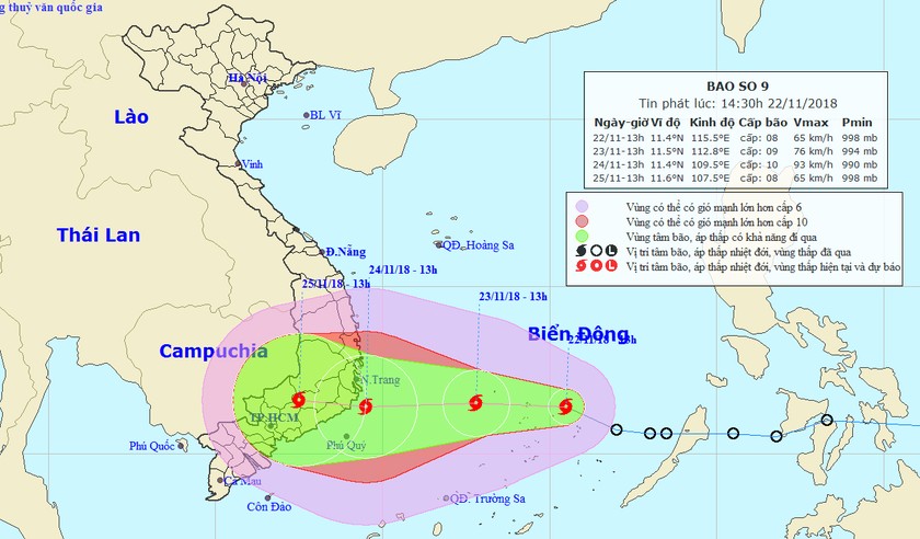 Bão số 9 hoành hành Biển Đông, khả năng đổ bộ Nam Trung bộ