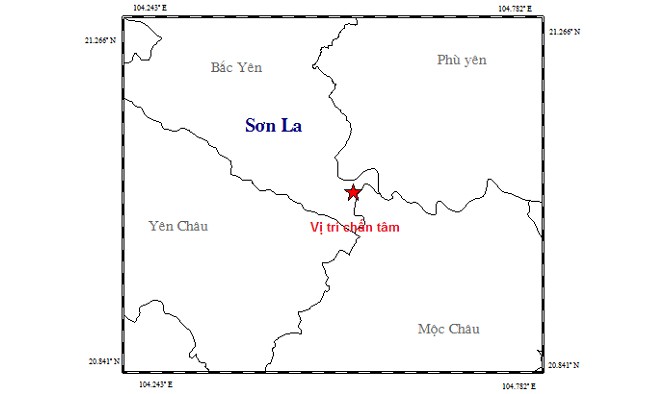 Bản đồ chấn tâm động đất.