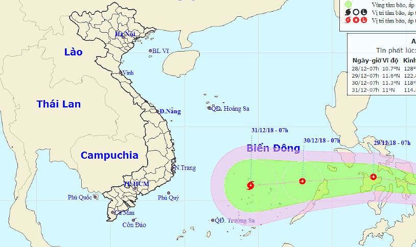 Ngày 31/12, đề phòng bão giật cấp 10 'quét' Trường Sa