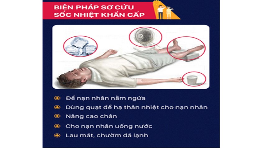 Biện pháp sơ cứu người bị sốc nhiệt do nắng nóng.