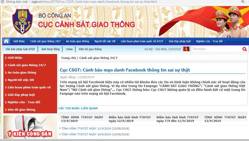 Cảnh báo Fanpage mạo danh cảnh sát đưa tin sai sự thật