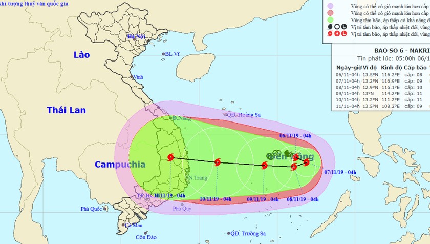 Bão giật cấp 11-12 hoành hành gần Trường Sa, tâm hướng vào Đà Nẵng - Bình Thuận