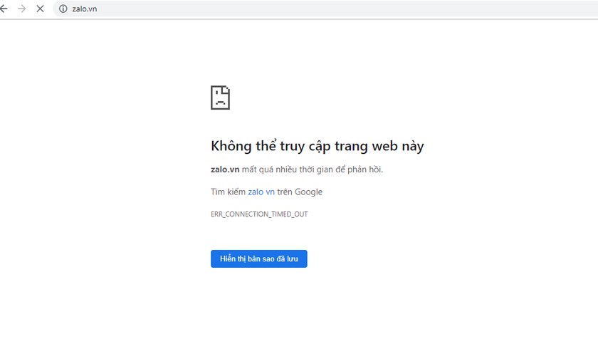 Tên miền Zalo.vn bị tạm ngừng trong 45 ngày
