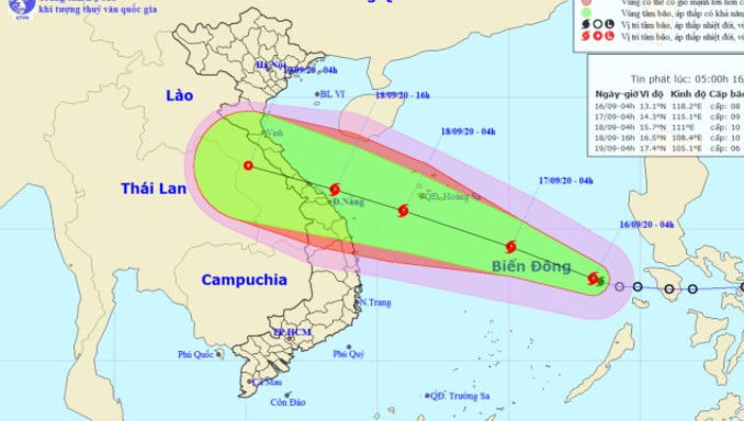 Bão trên biển Đông, 'đe dọa' nhiều tỉnh Trung bộ 