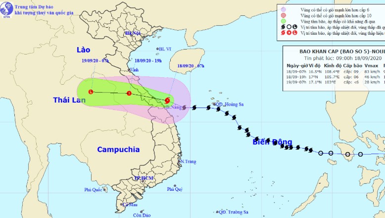 Bão suy yếu thành ATNĐ, từ Quảng Bình tới đồng bằng Bắc bộ mưa vài ngày