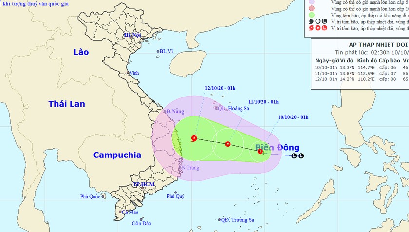 Áp thấp nhiệt đới hoành hành Biển Đông, tâm lại hướng vào miền Trung